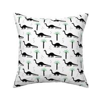 Sweet dinosaurs and palm trees scandinavian style kids fabric mint black and white