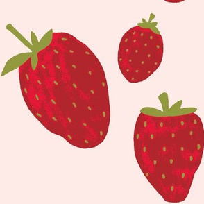 large scale strawberries on pale pink