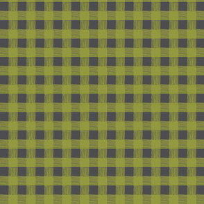 gingham midnight grey & garden green 