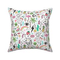 Summer Doodle Geometric Triangle Deer & Unicorn Rainbow Cactus Flamingo Pineapple