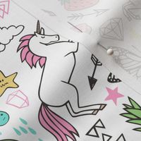 Summer Doodle Geometric Triangle Deer & Unicorn Rainbow Cactus Flamingo Pineapple