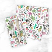 Summer Doodle Geometric Triangle Deer & Unicorn Rainbow Cactus Flamingo Pineapple