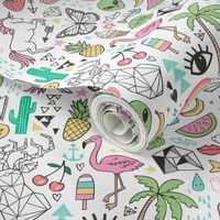 Summer Doodle Geometric Triangle Deer & Unicorn Rainbow Cactus Flamingo Pineapple