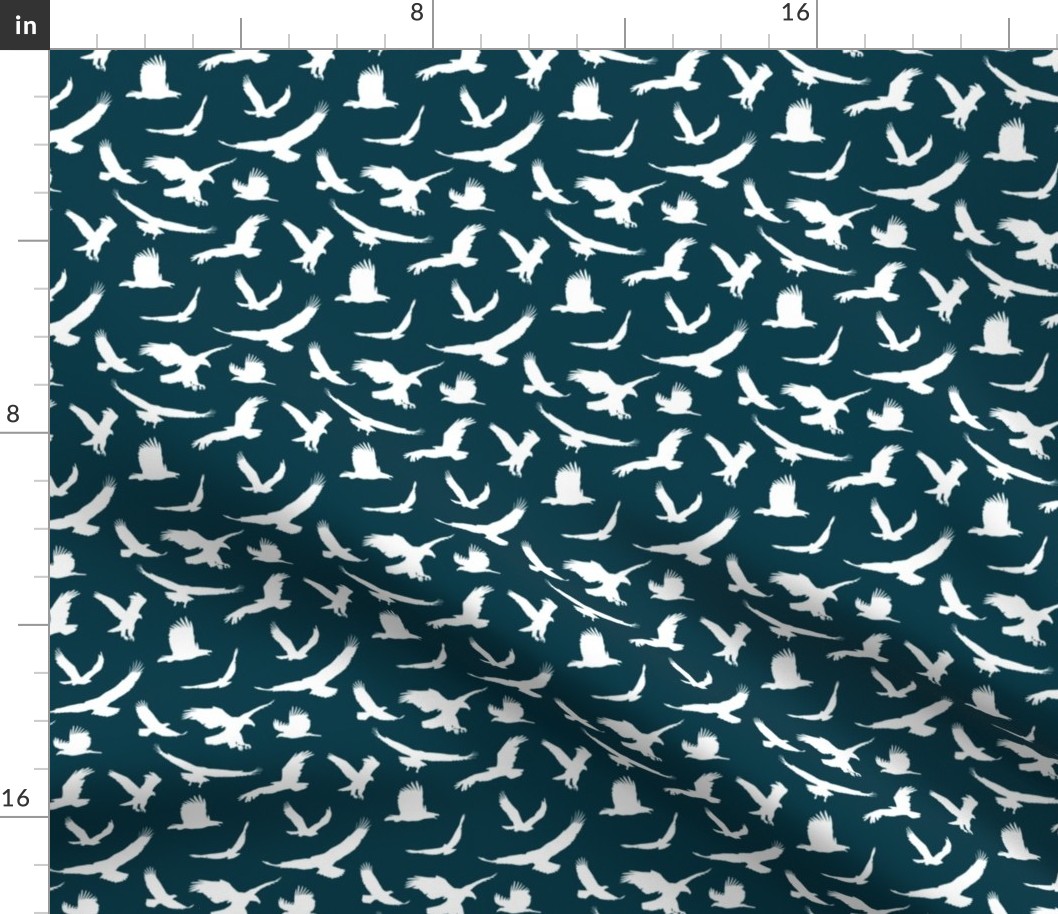 Eagle Silhouettes on Midnight Green // Small