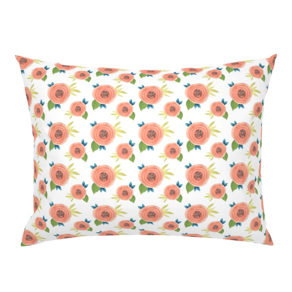 Peach Pink Watercolor Floral