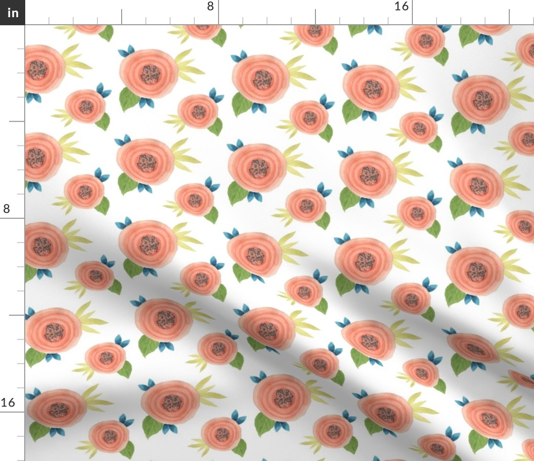 Peach Pink Watercolor Floral