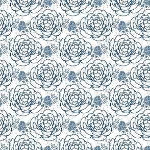 Peony Navy White