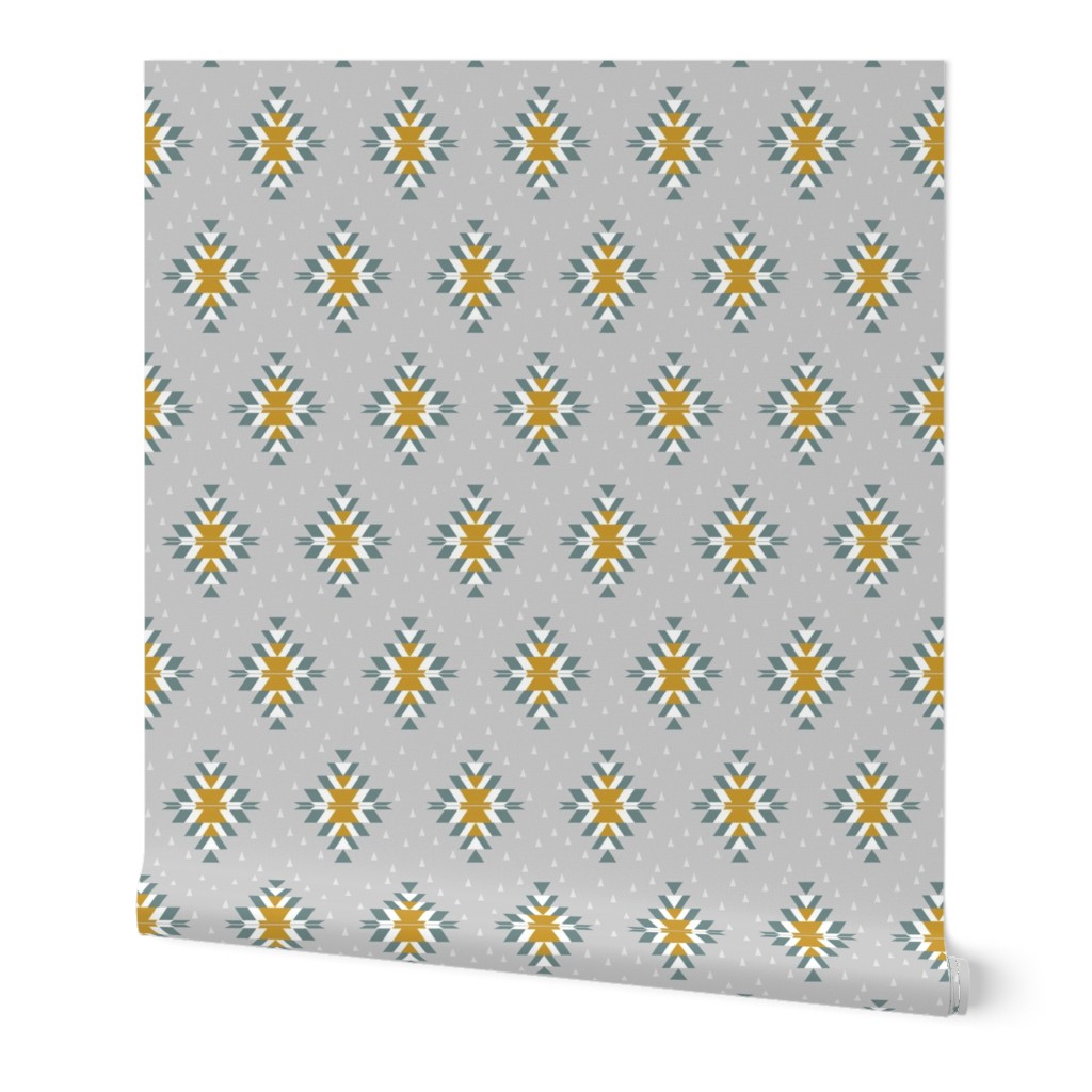 Tribal Diamond Yellow Gray