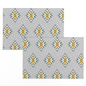 Tribal Diamond Yellow Gray