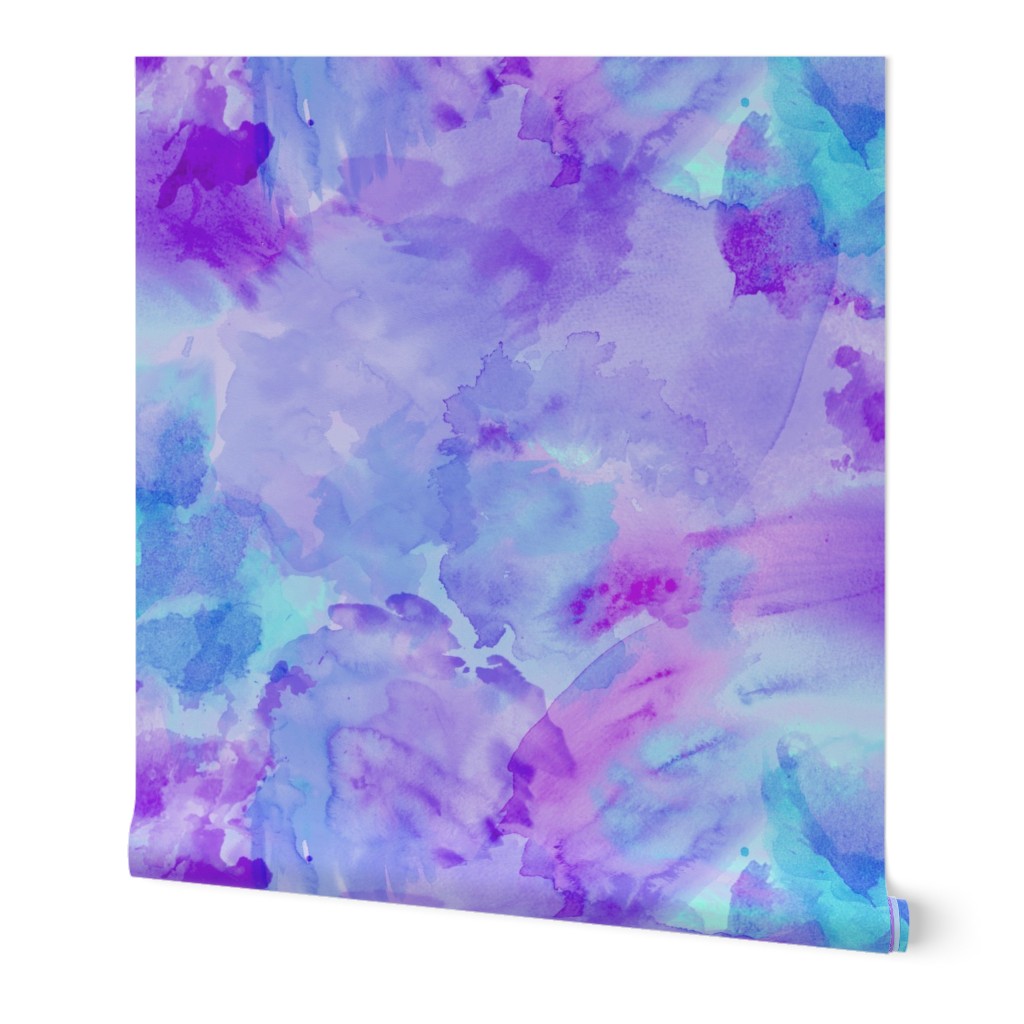 Aqua Violet Watercolor Splashes