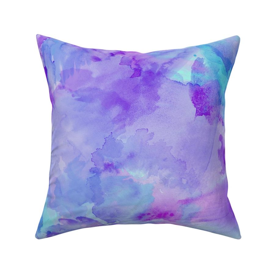 Aqua Violet Watercolor Splashes Fabric | Spoonflower