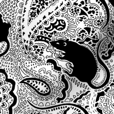 Paisley Rats LARGE white black