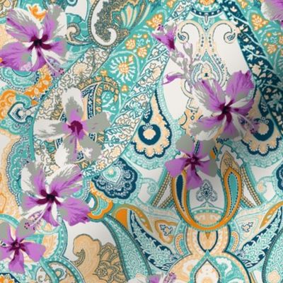 Paisley-Power-hibiscus-paisley-print-in-green-lilac-orange