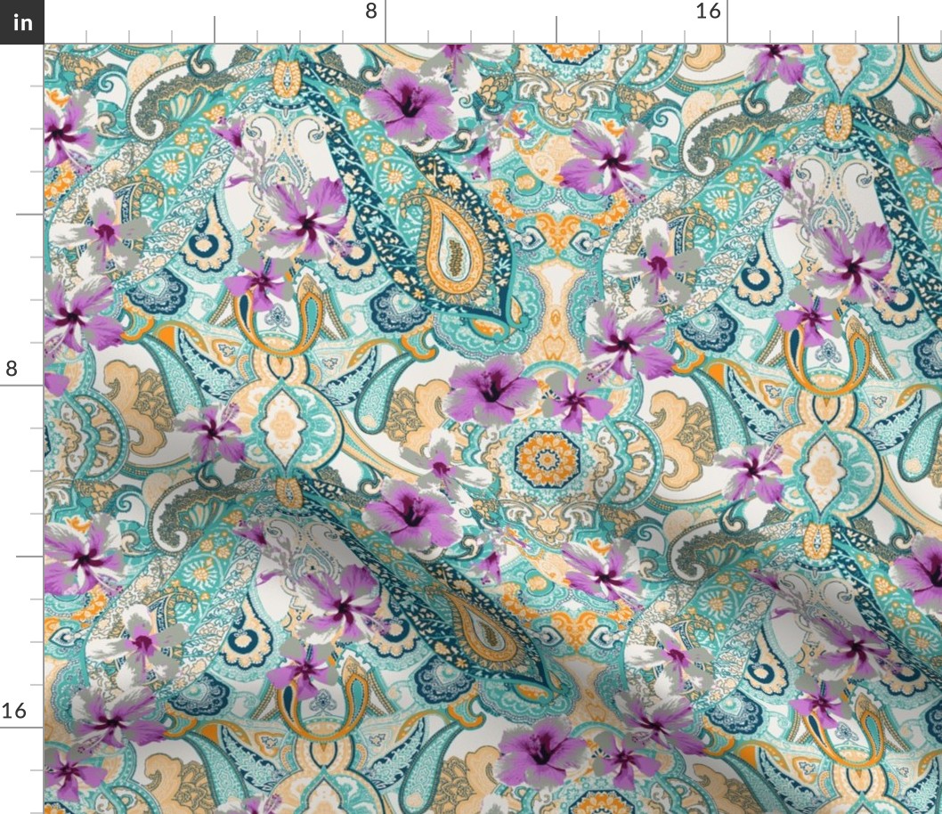 Paisley-Power-hibiscus-paisley-print-in-green-lilac-orange