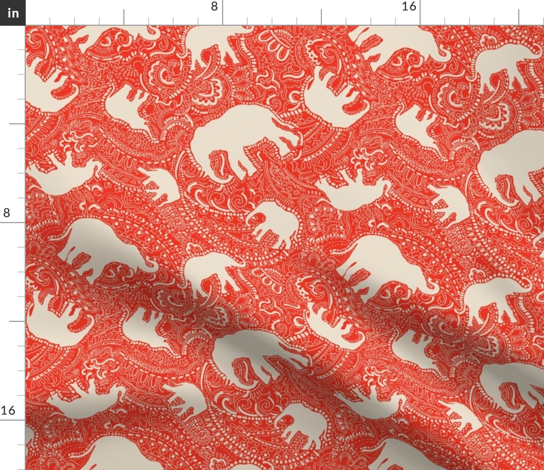 Paisley-Power-ivory-orange-red-elephant-print-fabric-design