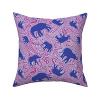 elephant paisley - royal blue and raspberry pink