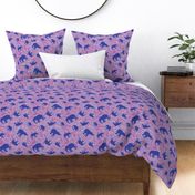 elephant paisley - royal blue and raspberry pink