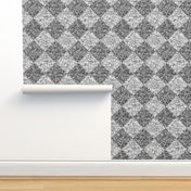 Black + White, mid-contrast tweedy diamond tiles by Su_G