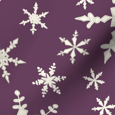 Snowflakes - Large - Ivory, Blackberry