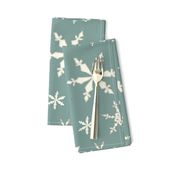 Snowflakes - Large - Ivory, Blue Spruce