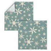 Snowflakes - Large - Ivory, Blue Spruce