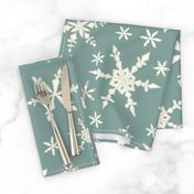 Snowflakes - Large - Ivory, Blue Spruce