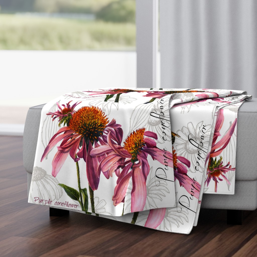 coneflower tea towel