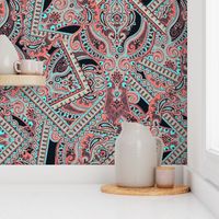 Ornamental Paisley - red turquoise black
