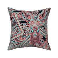 Ornamental Paisley - red turquoise black