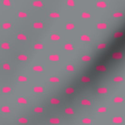Grey Fuchsia Painty Polka Dot