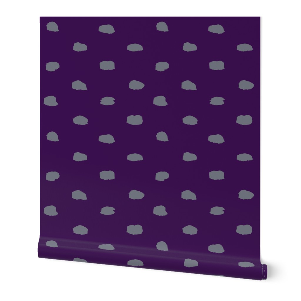 Deep Purple and Grey Painty Polka Dot