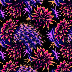 Cactus Floral - Bright Purple/Orange
