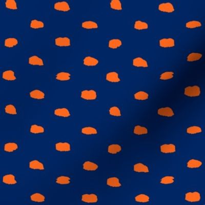 Navy and Orange Painty Polka Dot