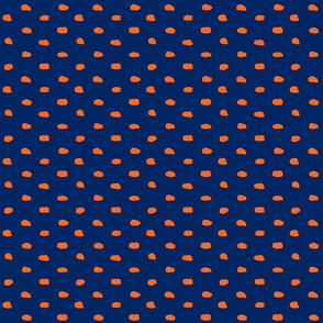 Navy and Orange Painty Polka Dot