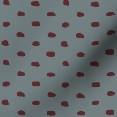 Grey and Maroon Painty Polka Dot