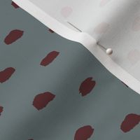 Grey and Maroon Painty Polka Dot