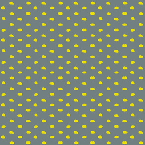 Grey and yellow painty polka dot