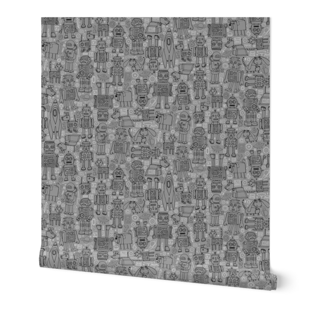 Robot pattern - grey