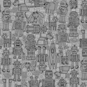 Robot pattern - grey