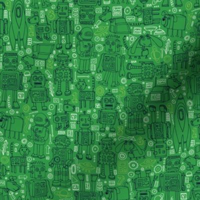 Robots pattern - Green