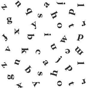 alphabet in black and white