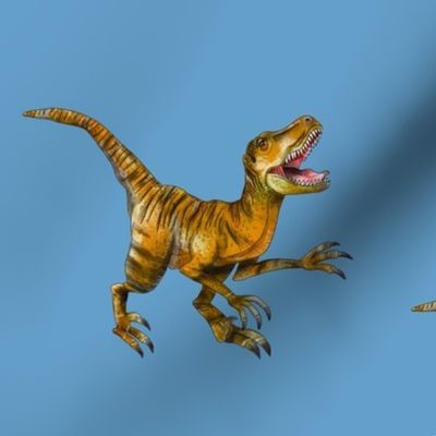 Orange and Brown Raptor on Blue