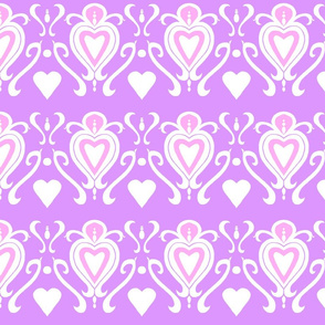 Heart Damask- Pink and Lavender