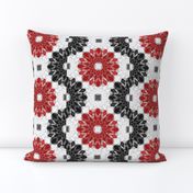 Geometric Flower Crystalized Red Black Gray