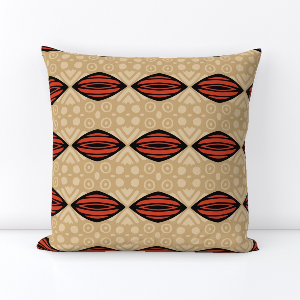 African Mudcloth in Red and Tan