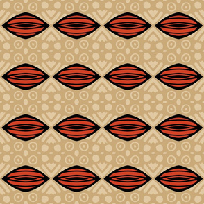 African Mudcloth in Red and Tan