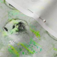 Watercolor Cairn Terrier chevron - yellow/green