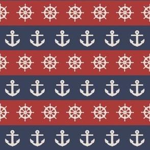 Ship Wheels & Anchors // Red & Navy 