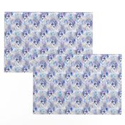 Watercolor Pug chevron - purple/blue