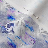 Watercolor Pug chevron - purple/blue